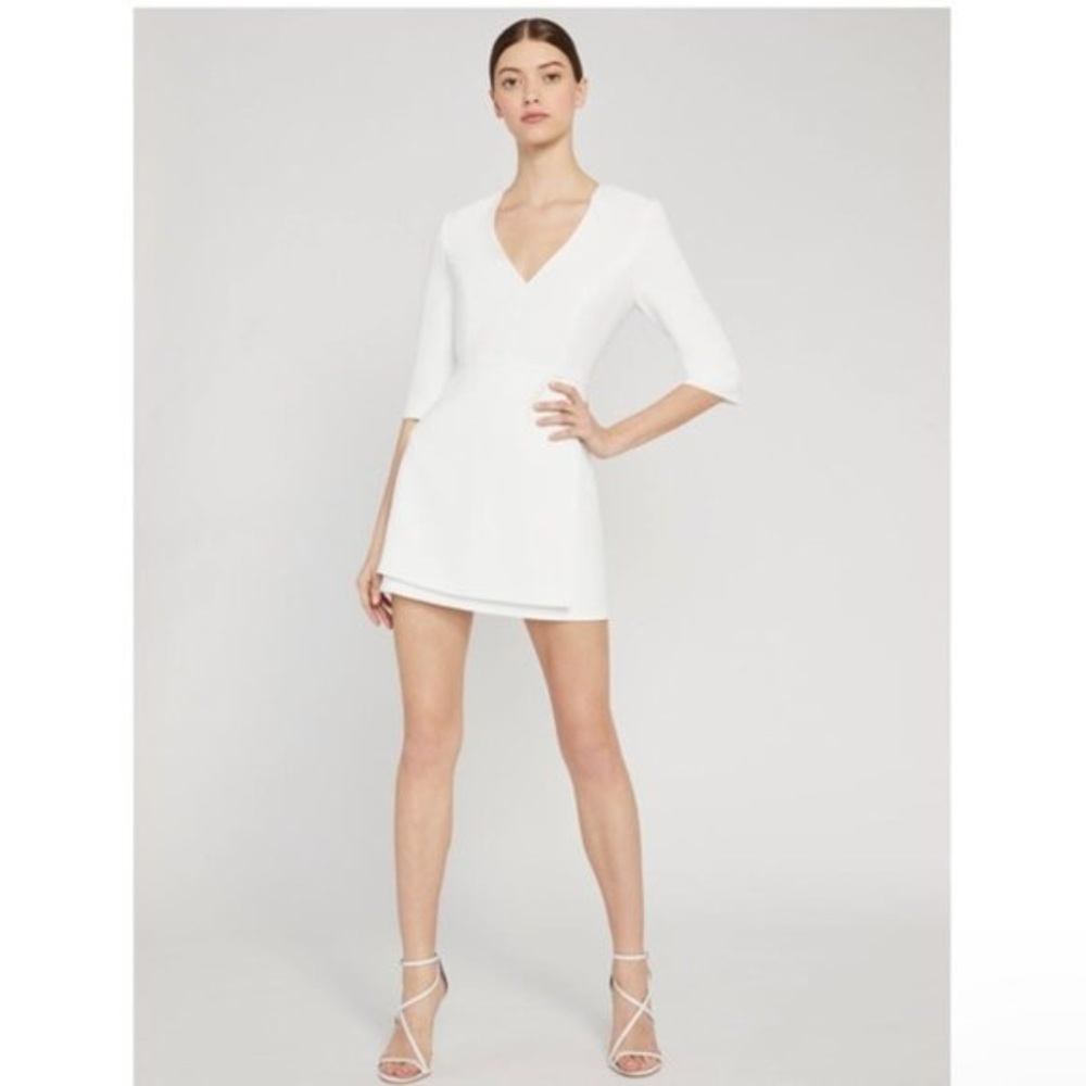 ❌SOLD ❌Alice +Olivia Stevie Double Layer Sheath Dress In Off Wh…